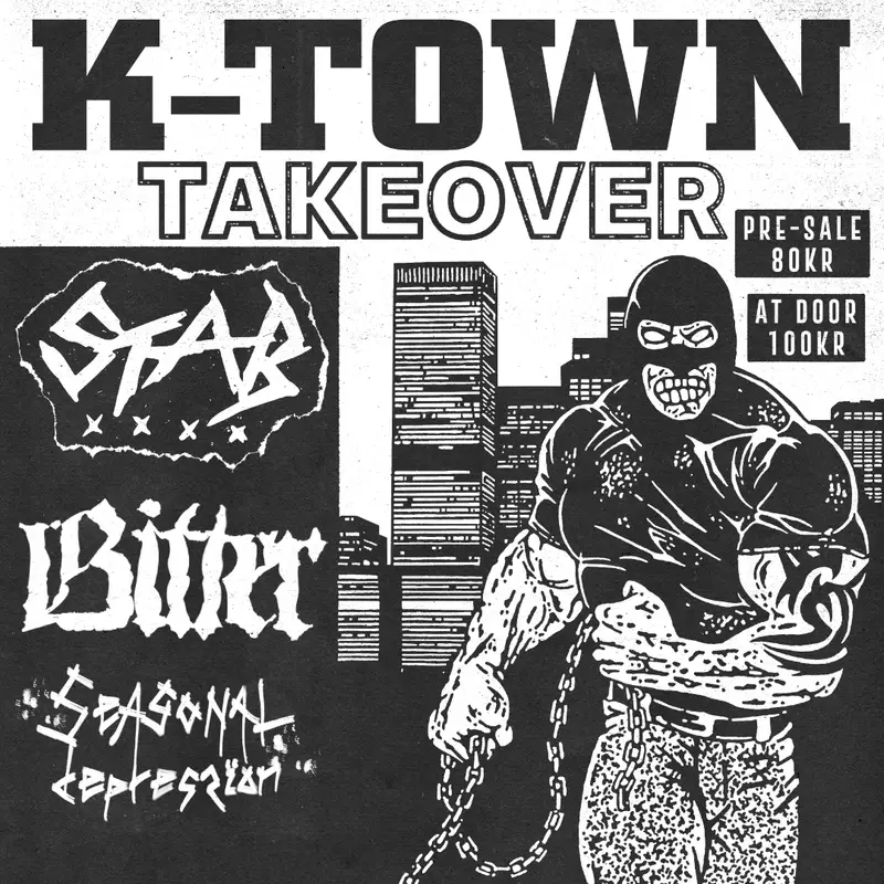 K-TOWN TAKEOVER: S.T.A.B. + BITTER + SEASONAL DEPRESSION – koncert på HeadQuarters i Aarhus